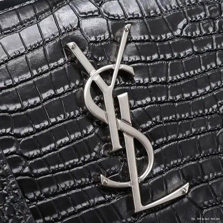 CHEAP Leather Bag Embossed Sunset Silver Medium In Crocodile Black Laurent Saint Chain 0326